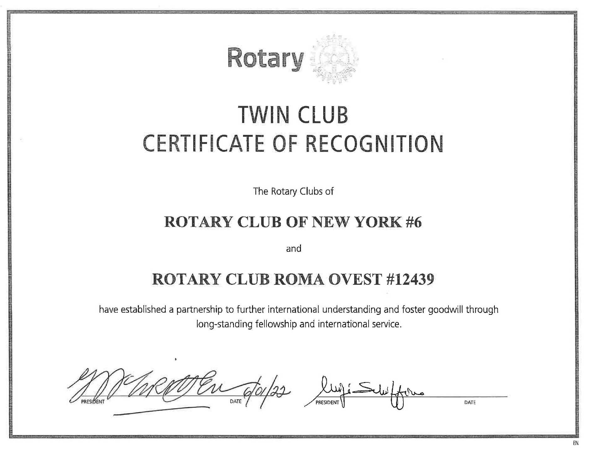Gemellaggio Rotary Club NY #6